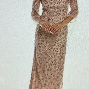 Rose Colored Beaded Formal Dress